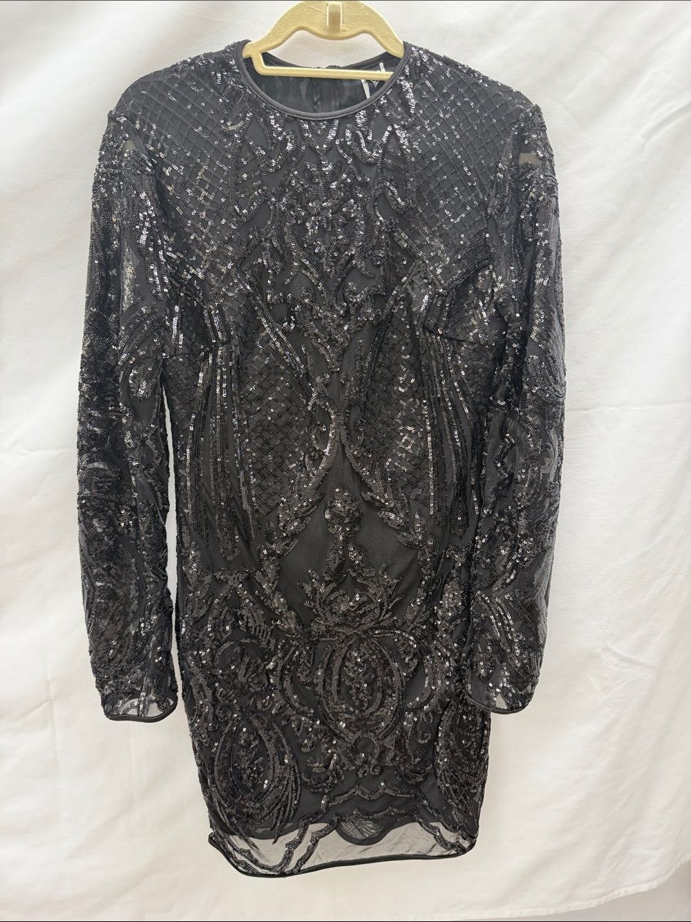 Windsor Black Long Sleeve Sequin Embellished Mini Dress